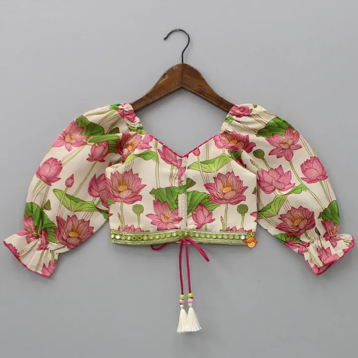 Clearance Adjustable Drawstring Floral Printed Top And Lehenga Ethnic Wear | Lehengas & Ghagras