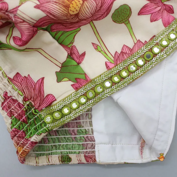Clearance Adjustable Drawstring Floral Printed Top And Lehenga Ethnic Wear | Lehengas & Ghagras