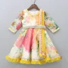 Online Adorable Blooming Flowers Printed Asymmetric Ruffle Hem Anarkali With Pearls Lace Detail Attached Dupatta Ethnic Wear | Sarees & Anarkalis