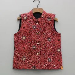 Discount Ajrakh Printed Front Open Red Jacket BOY Indian Ethnic Wear | Ethnic Jackets