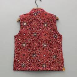 Discount Ajrakh Printed Front Open Red Jacket BOY Indian Ethnic Wear | Ethnic Jackets