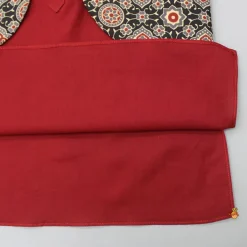 Online Ajrakh Printed Jacket Style Maroon Kurta And Pyjama BOY Indian Ethnic Wear | Ethnic Sets