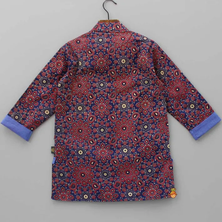 Sale Ajrakh Printed Patch Pocket Detail Kurta BOY Indian Ethnic Wear | Kurtas