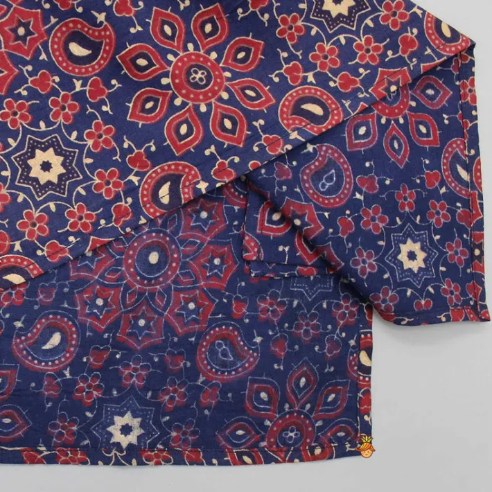 Sale Ajrakh Printed Patch Pocket Detail Kurta BOY Indian Ethnic Wear | Kurtas