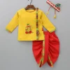 Sale Angarkha Style Yellow Kurta And Dhoti With Mukut BOY Indian Ethnic Wear | Ethnic Sets