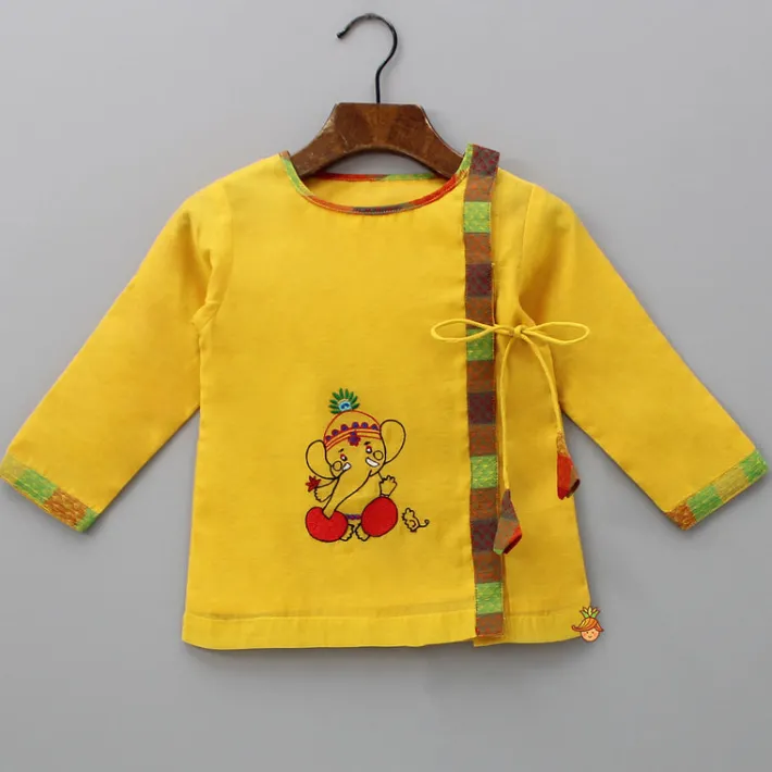 Sale Angarkha Style Yellow Kurta And Dhoti With Mukut BOY Indian Ethnic Wear | Ethnic Sets