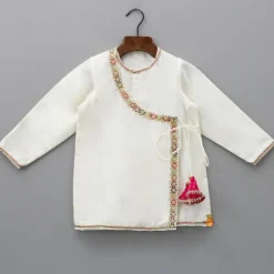 Fashion Angarkha Styled Kurta And Leheriya Printed Dhoti BOY Twinning Sets | Indian Ethnic Wear