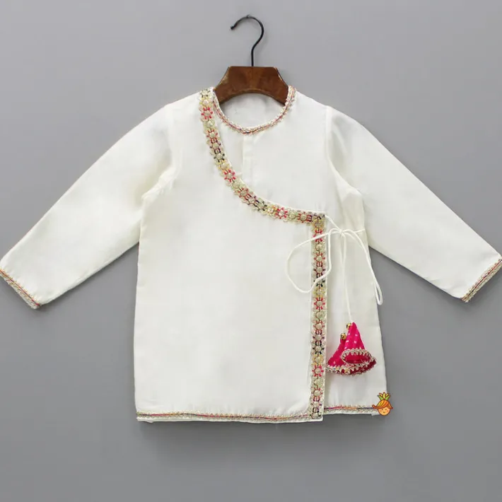Fashion Angarkha Styled Kurta And Leheriya Printed Dhoti BOY Twinning Sets | Indian Ethnic Wear