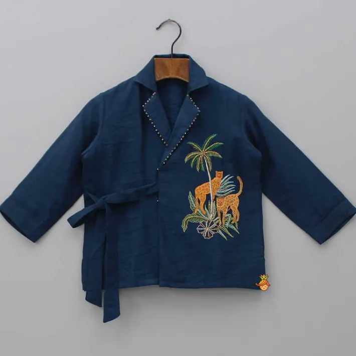 Discount Animal Embroidered Front Overlap Shirt With Tie-Ups And Pant Dresses & Sets | Sets