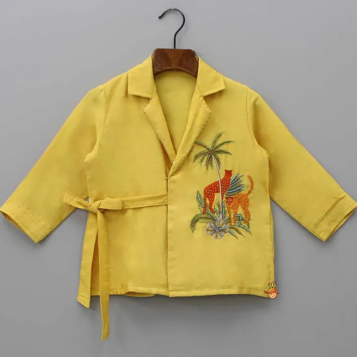 New Animal Embroidered Front Overlap Shirt With Tie-Ups And Pant Dresses & Sets | Sets