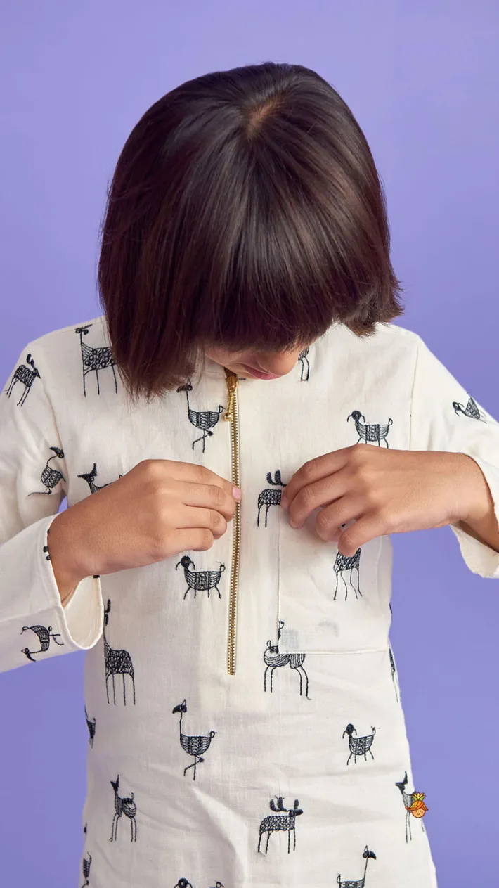 Outlet Animal Embroidered Kurta With Pyjama BOY Twinning Sets | Indian Ethnic Wear