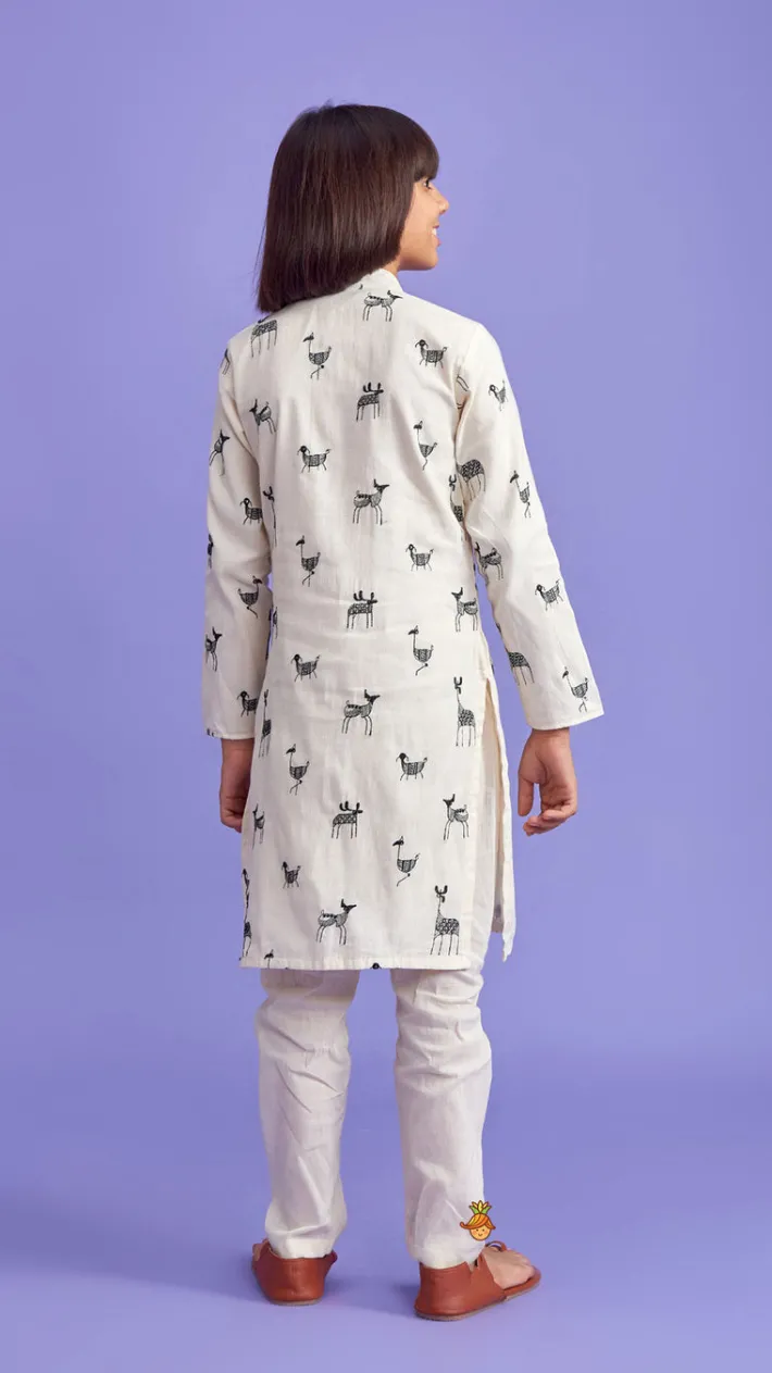 Outlet Animal Embroidered Kurta With Pyjama BOY Twinning Sets | Indian Ethnic Wear