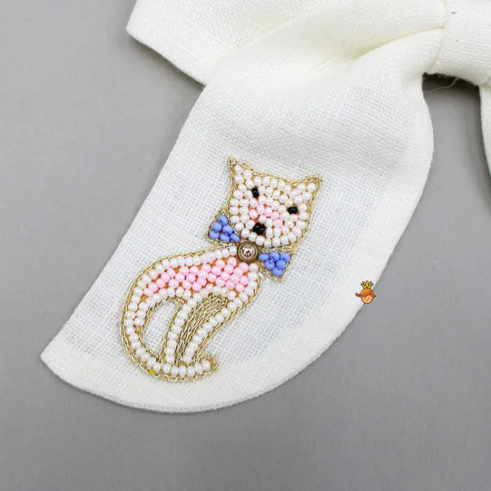 Discount Animal Embroidered Off White Bowie Hair Clip Hair Accessories | Hair Clips