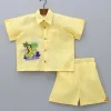 Best Animal Embroidered Yellow Shirt And Shorts BOY Sets