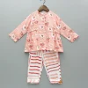 Clearance Animal Printed Peach Bamboo Fabric Top And Pyjama Sleepwear