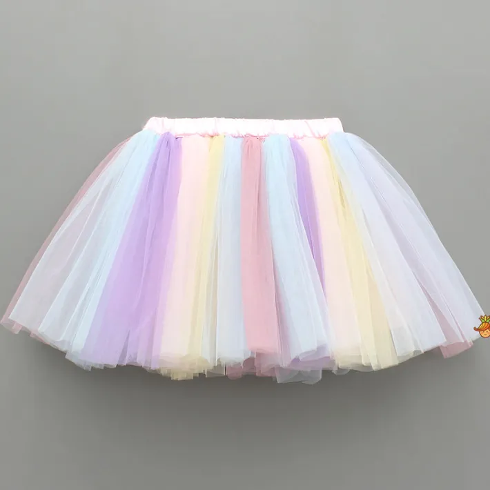 New Artificial Flowers Embellished Halter Neck Top And Multicoloured Skirt Dresses & Sets | Sets