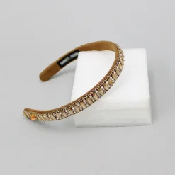 Best Artificial Stones And Cut Dana Embroidered Brown Hairband Hair Accessories | Hair Bands