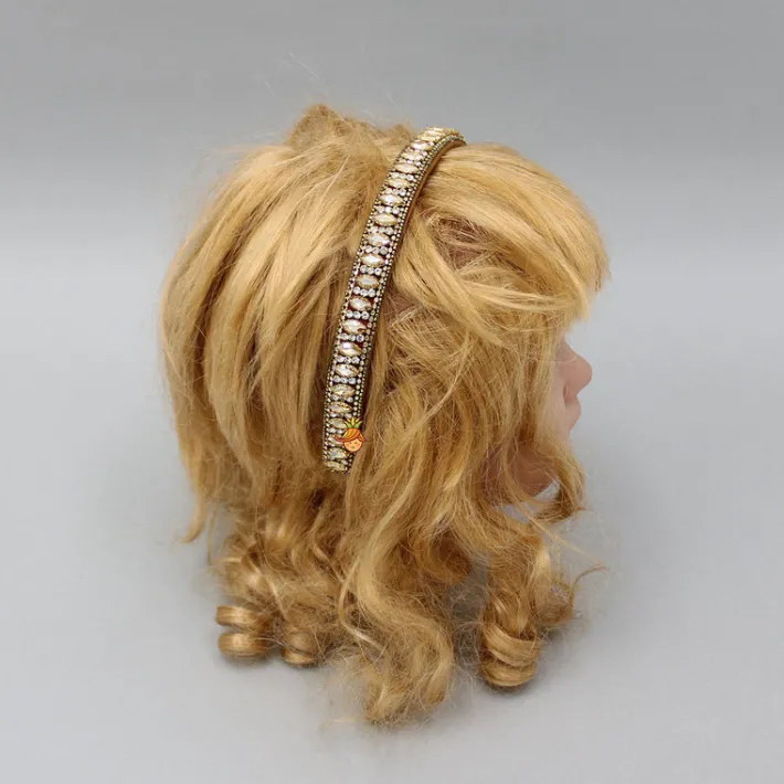 Best Artificial Stones And Cut Dana Embroidered Brown Hairband Hair Accessories | Hair Bands
