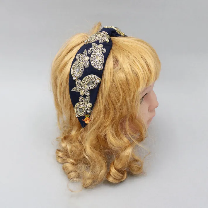 Hot Artificial Stones Embroidered Hairband Hair Accessories | Hair Bands