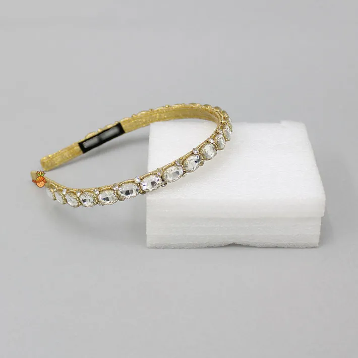 New Artificial White Stones Embroidered Hairband Hair Accessories | Hair Bands