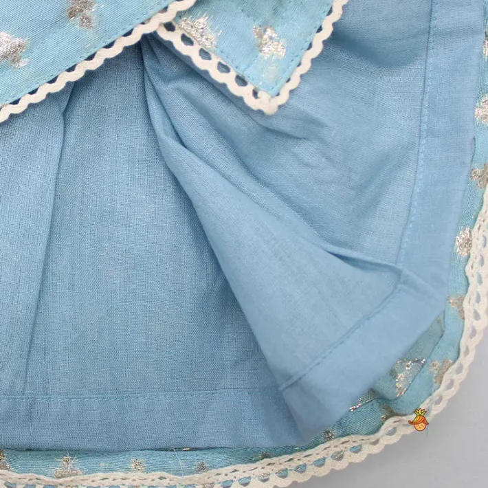Online Ash Blue Front Slit Top And Flared Palazzo Ethnic Wear | Palazzos & Shararas