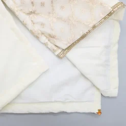 Fashion Attached Flap Off White Velvet Kurta And Pyjama BOY Indian Ethnic Wear | Ethnic Sets