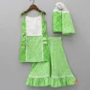 Best Bandhani And Leheriya Printed Green Kurti And Palazzo With Net Dupatta Twinning Sets | Ethnic Wear