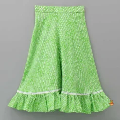 Best Bandhani And Leheriya Printed Green Kurti And Palazzo With Net Dupatta Twinning Sets | Ethnic Wear