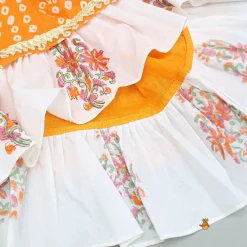 Outlet Bandhani Floral Printed Layered Kurti With Tiered Style Sharara And Dupatta Ethnic Wear | Palazzos & Shararas