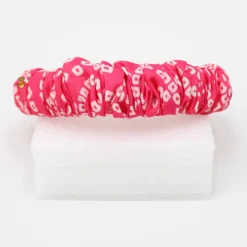 Sale Bandhani Printed Fuchsia Pink Pleated Hair Band Hair Accessories | Hair Bands