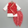 Fashion Bandhani Printed Kurta With Red Jacket And Leheriya Dhoti BOY Indian Ethnic Wear | Ethnic Sets