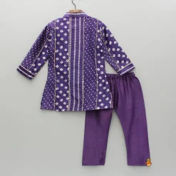 Clearance Bandhani Printed Purple Kurta And Pyjama BOY Indian Ethnic Wear | Ethnic Sets