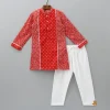 Fashion Bandhani Printed Red Kurta And Pyjama BOY Twinning Sets | Indian Ethnic Wear