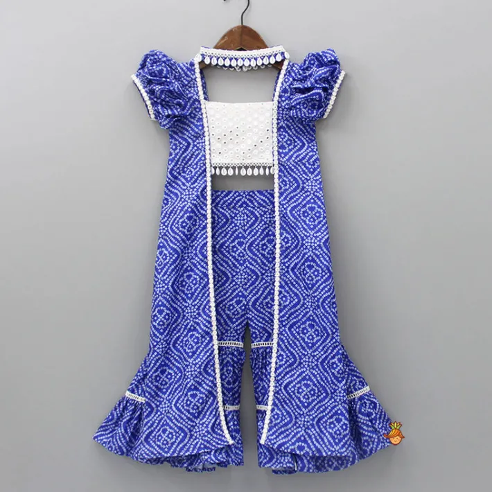 Clearance Bandhani Printed Stylish Blue Top And Sharara Ethnic Wear | Palazzos & Shararas