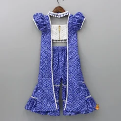 Clearance Bandhani Printed Stylish Blue Top And Sharara Ethnic Wear | Palazzos & Shararas