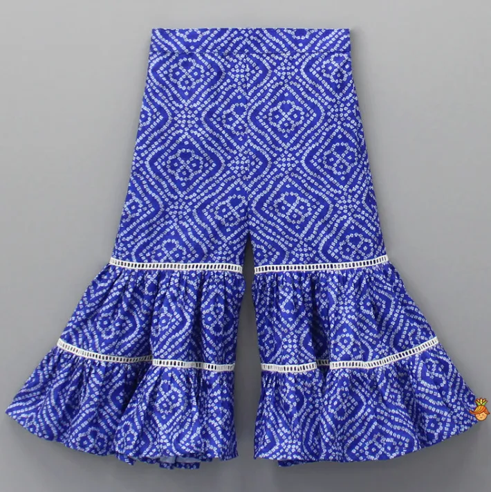 Clearance Bandhani Printed Stylish Blue Top And Sharara Ethnic Wear | Palazzos & Shararas