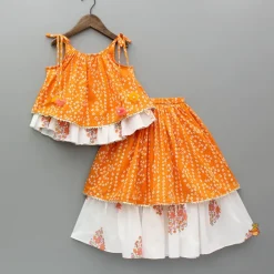 Fashion Bandhani Printed Tie Up Strap Top And Lehenga Ethnic Wear | Lehengas & Ghagras