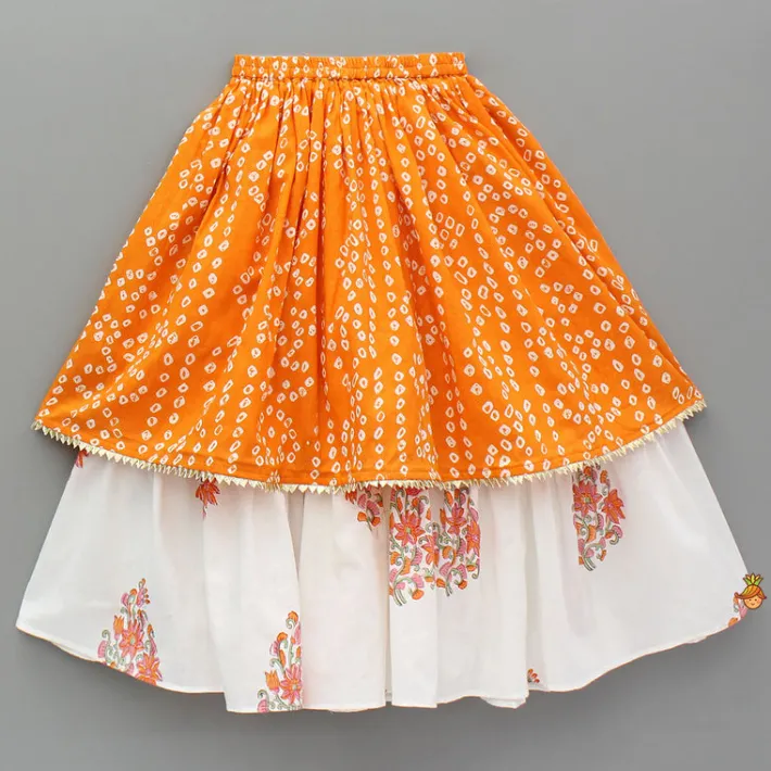 Fashion Bandhani Printed Tie Up Strap Top And Lehenga Ethnic Wear | Lehengas & Ghagras