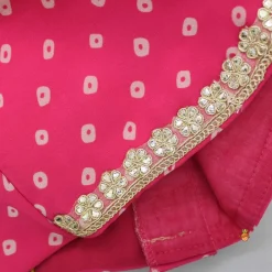 Hot Bandhani Printed Top And Floral Printed Layered Lehenga With Matching Dupatta Ethnic Wear | Lehengas & Ghagras