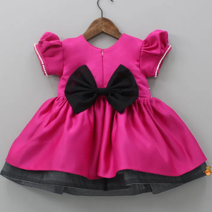 Outlet Bead And Sequin Embroidered Floral Patch Work Hot Pink Dress Dresses & Sets | Dresses