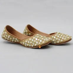 Clearance Beaded And Pearls Detailed Mirror Work Jutti Shoes