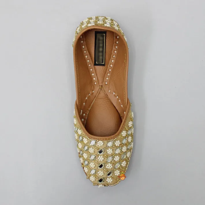 Clearance Beaded And Pearls Detailed Mirror Work Jutti Shoes