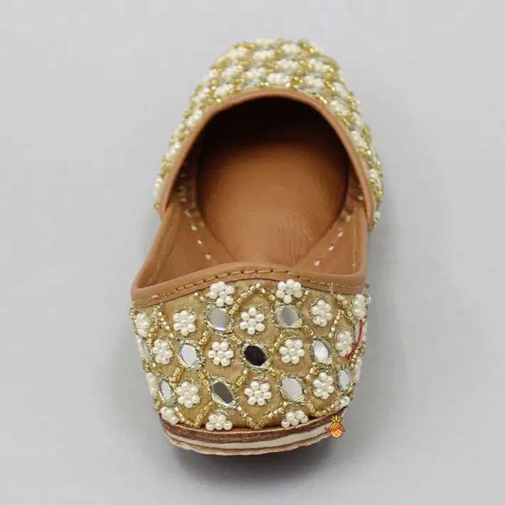 Clearance Beaded And Pearls Detailed Mirror Work Jutti Shoes