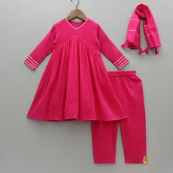 Best Beads Adorned Pink Kurti And Pant With Dupatta Ethnic Wear | Churidars & Salwars