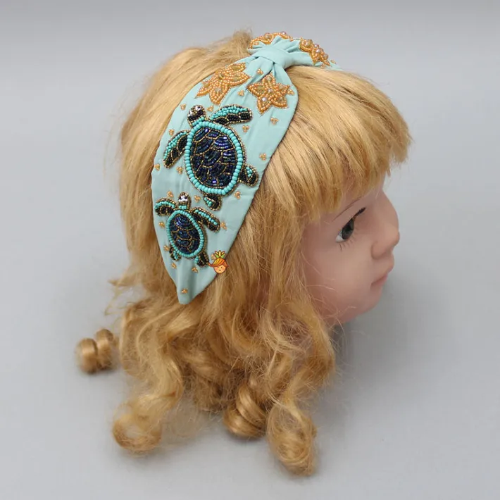 Best Beads Embroidered Green Hair Band Hair Accessories | Hair Bands