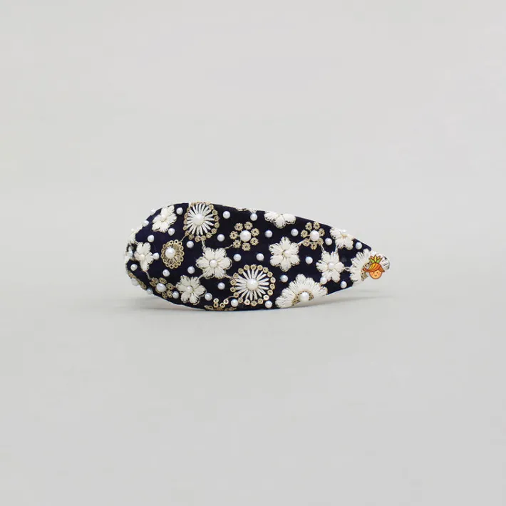 Sale Beautiful Embroidered Blue Hair Band Hair Accessories | Hair Bands