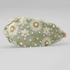 Online Beautiful Embroidered Green Hair Band Hair Accessories | Hair Bands