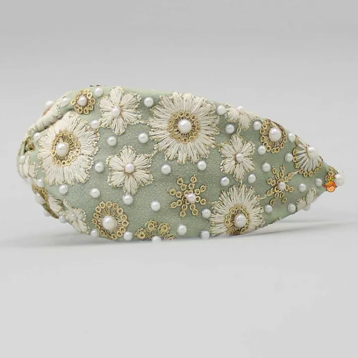 Online Beautiful Embroidered Green Hair Band Hair Accessories | Hair Bands