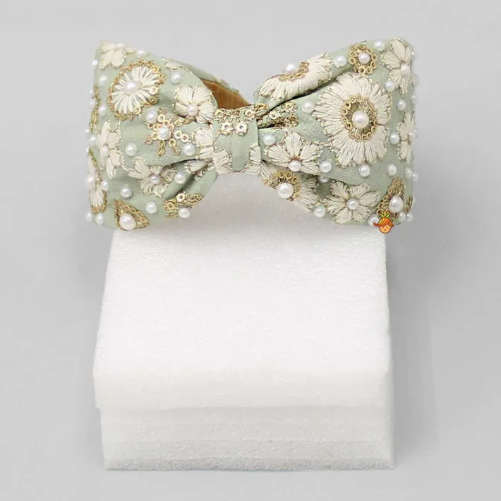 Online Beautiful Embroidered Green Hair Band Hair Accessories | Hair Bands