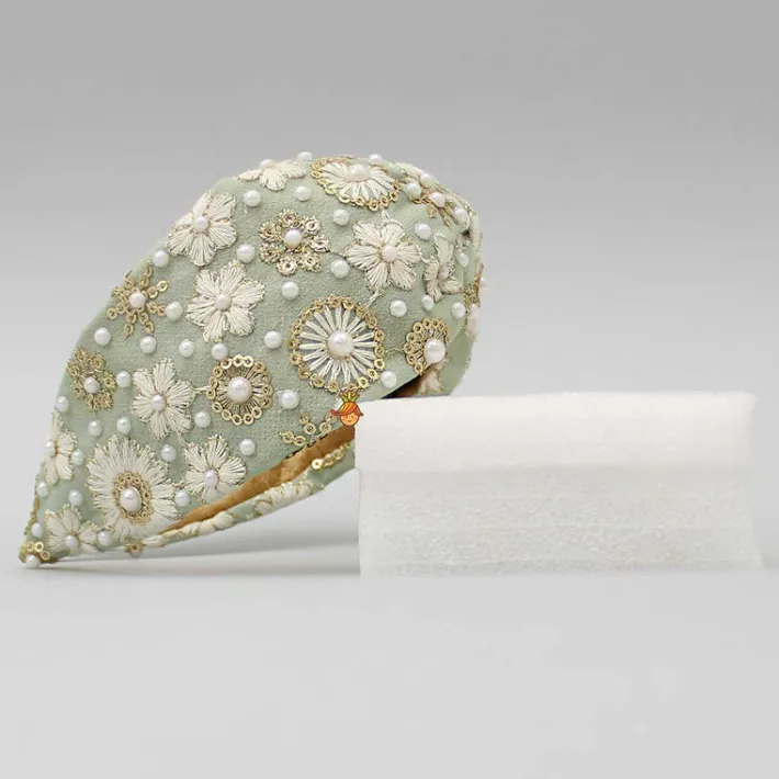 Online Beautiful Embroidered Green Hair Band Hair Accessories | Hair Bands